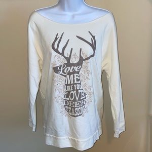 LIKE NEW atx mafia Love Deer Season off shoulder sweatshirt size L